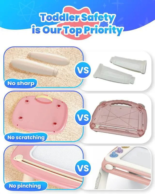 Alt view image 4 of 7 - Magnetic Drawing Board, Toddler Girl Toys for 1-3 Year Old, Doodle Board Learning and Educational Kids Toys for 1 2 3 Year Old Baby Birthday GIF- Pink
