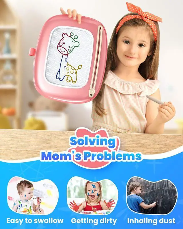 Alt view image 6 of 7 - Magnetic Drawing Board, Toddler Girl Toys for 1-3 Year Old, Doodle Board Learning and Educational Kids Toys for 1 2 3 Year Old Baby Birthday GIF- Pink