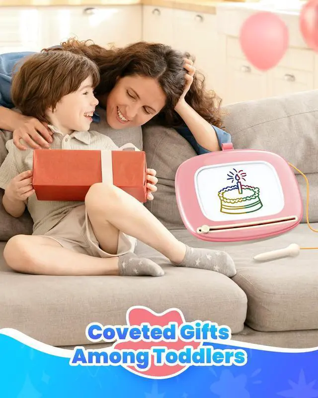 Alt view image 7 of 7 - Magnetic Drawing Board, Toddler Girl Toys for 1-3 Year Old, Doodle Board Learning and Educational Kids Toys for 1 2 3 Year Old Baby Birthday GIF- Pink