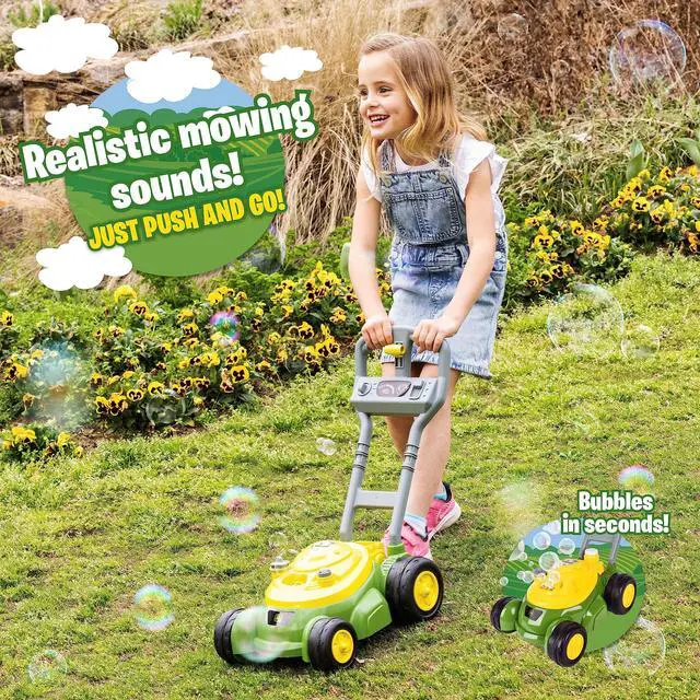 Alt view image 2 of 7 - Bubble Lawn Mower for Toddlers, Bubble Blowing Machines, Indoor and Outdoor Gardening Toy, Birthday, Party Favor for Preschool Girls and Boys, No Batteries Required, 2+