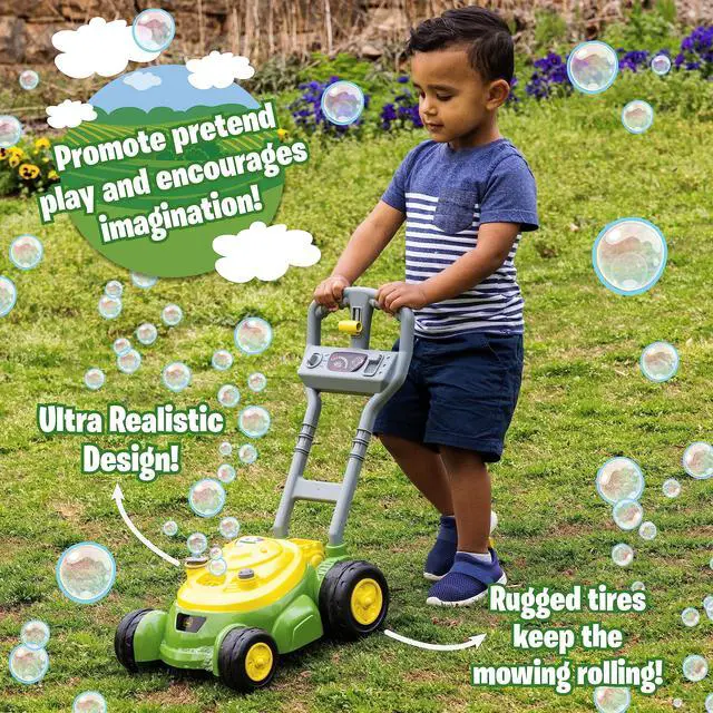 Alt view image 4 of 7 - Bubble Lawn Mower for Toddlers, Bubble Blowing Machines, Indoor and Outdoor Gardening Toy, Birthday, Party Favor for Preschool Girls and Boys, No Batteries Required, 2+