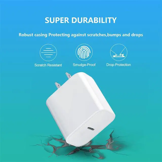 Alt view image 5 of 7 - Fast USB-C Charger Block 20W for iPhone 17/16/15 Charger, Apple Watch/iWatch Series Ultra/11/10/9/8/7/6/SE/SE2/SE 3, Type-C PD Fast Charging USBC Power Adapter Plug for AirPods 4, White,1 Port,1 Pack