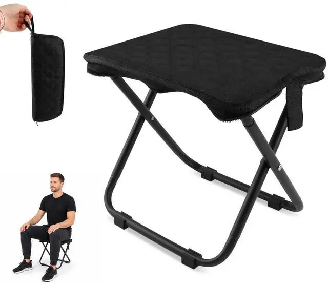 Main image of Portable Collapsible Stool, 11" Collapsible Purse Chair, Carbon Steel Backpack Stool, Ultralight Portable Seat for Outdoor, Hiking, Fishing(Black)