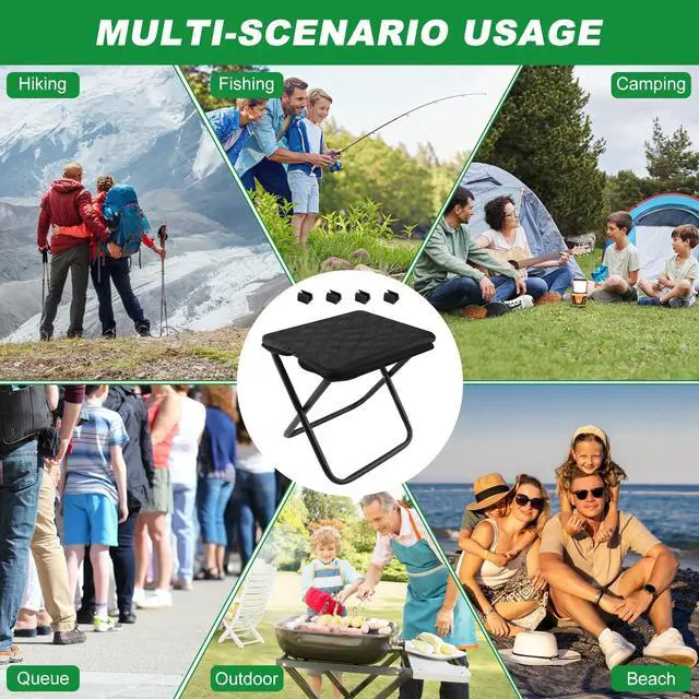 Alt view image 7 of 7 - Portable Collapsible Stool, 11" Collapsible Purse Chair, Carbon Steel Backpack Stool, Ultralight Portable Seat for Outdoor, Hiking, Fishing(Black)