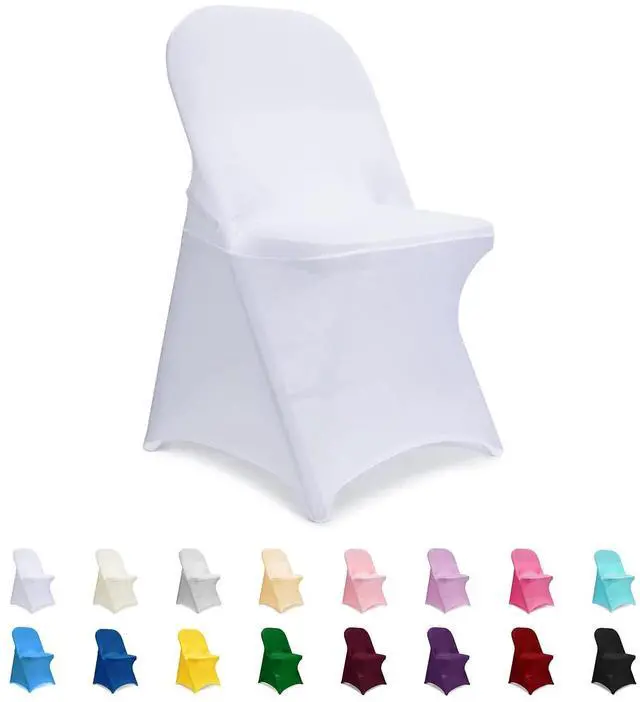 Main image of White Folding Chair Covers, Spandex Folding Chair Covers 10 PCS, Banquet Chair Slipcovers for Party, Wedding, Holidays, Celebration