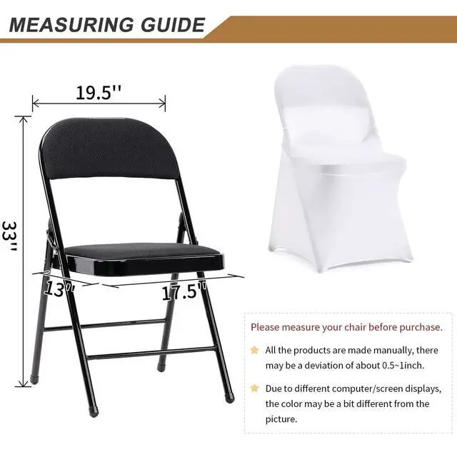 Alt view image 4 of 7 - White Folding Chair Covers, Spandex Folding Chair Covers 10 PCS, Banquet Chair Slipcovers for Party, Wedding, Holidays, Celebration