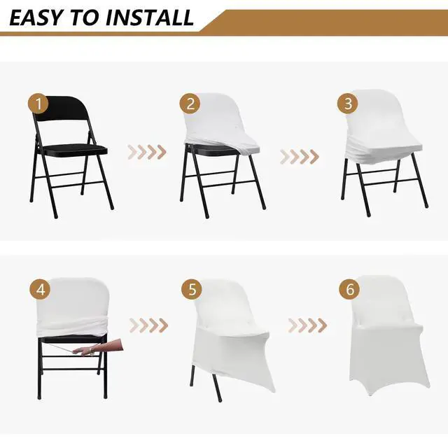 Alt view image 5 of 7 - White Folding Chair Covers, Spandex Folding Chair Covers 10 PCS, Banquet Chair Slipcovers for Party, Wedding, Holidays, Celebration