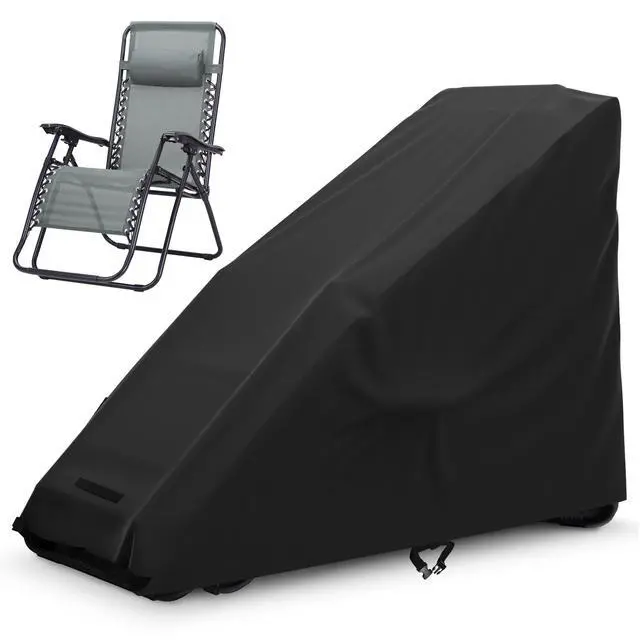 Main image of Zero Gravity Chair Cover Outdoor Waterproof Folding Lounge Armchair Cover for Zero Gravity Chair with Storage Bag, Black
