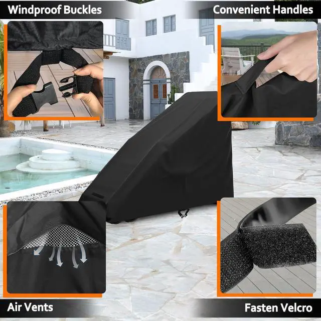 Alt view image 3 of 7 - Zero Gravity Chair Cover Outdoor Waterproof Folding Lounge Armchair Cover for Zero Gravity Chair with Storage Bag, Black