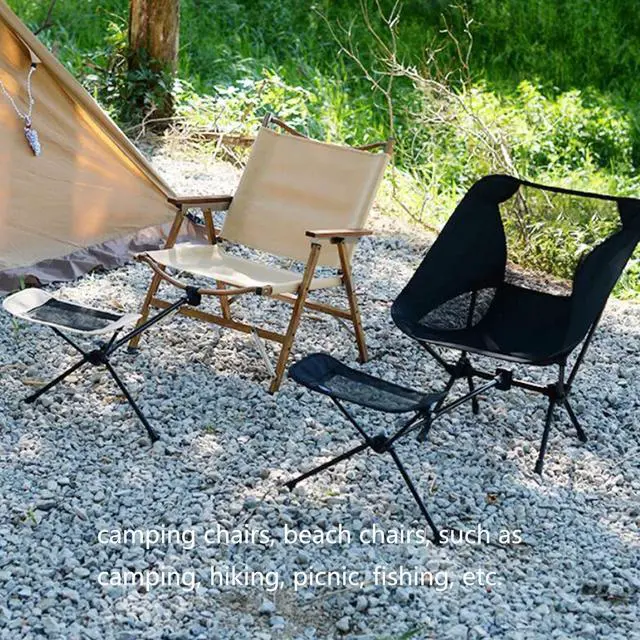 Alt view image 5 of 6 - Universal Camping Chair Foot Rest, Folding Attachable Footrest Leg Rest Outdoor Folding Chair for Outdoor Gardening Fishing Beach Hiking