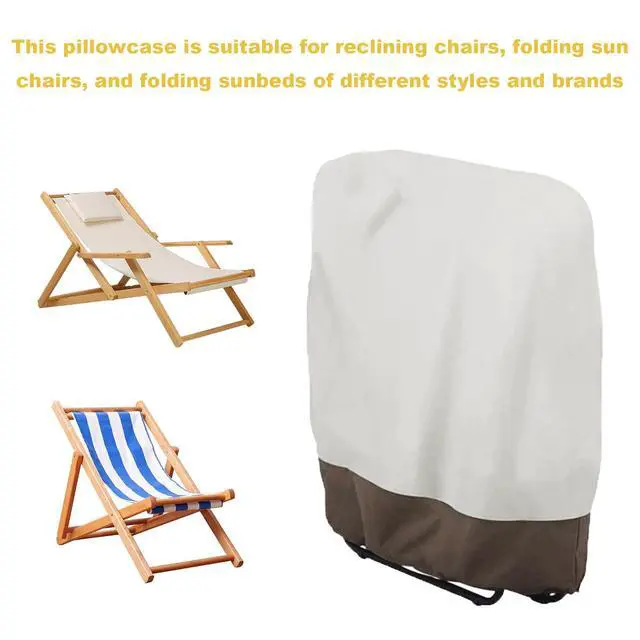 Alt view image 4 of 5 - 420D Oxford Waterproof UV Resistant Outdoor Zero Gravity Folding Chair Cover Waterproof Dustproof Lawn Patio Furniture Covers All Weather Protection Garden Chairs Cover (Beige+Coffee color)
