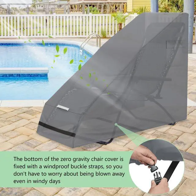 Alt view image 4 of 7 - 1PCS Zero Gravity Chair Cover,Outdoor Waterproof Folding Chair Cover with Storage Bag,UV Resistant and Dustproof,Fits Most Folding Recliners, Grey