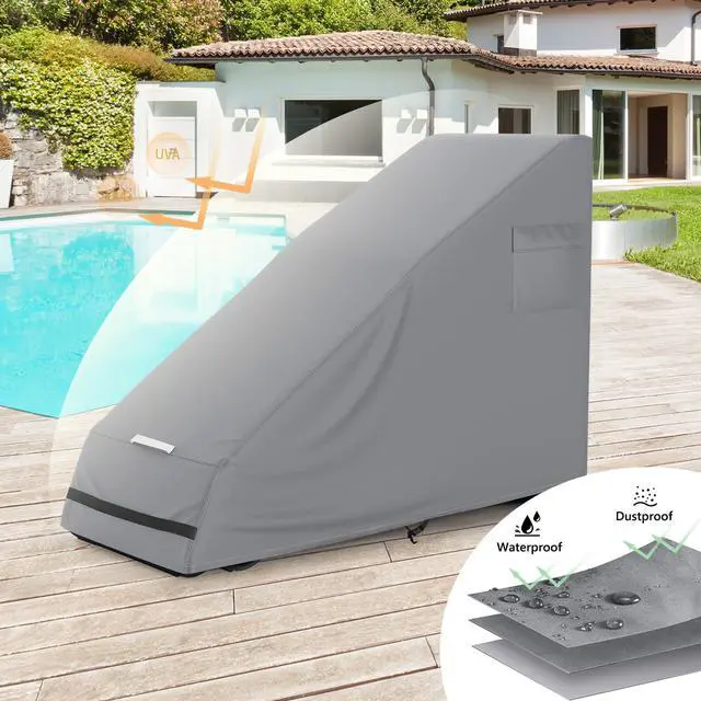 Alt view image 5 of 7 - 1PCS Zero Gravity Chair Cover,Outdoor Waterproof Folding Chair Cover with Storage Bag,UV Resistant and Dustproof,Fits Most Folding Recliners, Grey