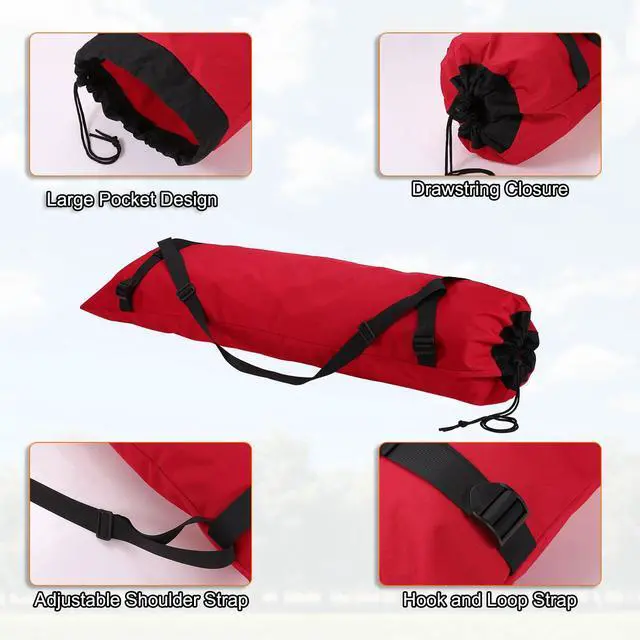 Alt view image 4 of 7 - Camping Chair Replacement Bag 48" Folding Chair Carry Bag Oxford Cloth Storage Tent Bag with Shoulder Strap for Travel Outdoor Camping Sports, Red
