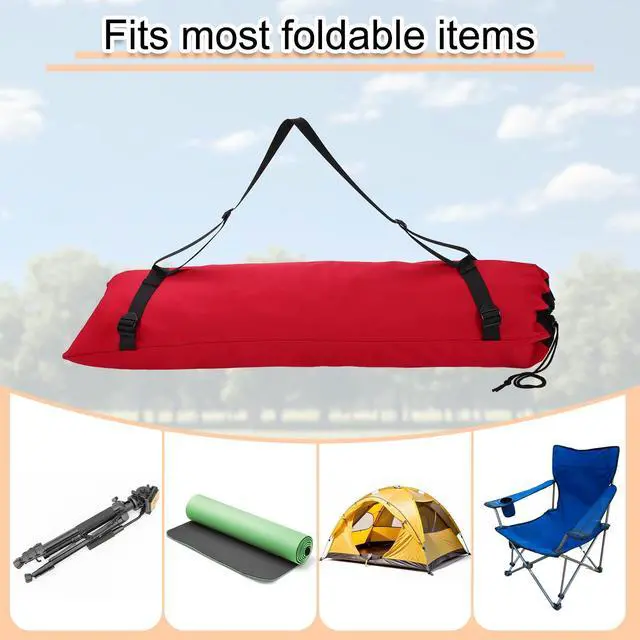 Alt view image 6 of 7 - Camping Chair Replacement Bag 48" Folding Chair Carry Bag Oxford Cloth Storage Tent Bag with Shoulder Strap for Travel Outdoor Camping Sports, Red