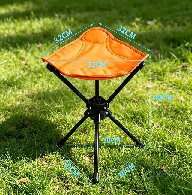 Alt view image 2 of 6 - 360° Rotating Folding Tripod Chair, Portable Camping Chair with Carbon Steel Frame, Lightweight Stool for Outdoor Camping, Hiking, Fishing and Travel