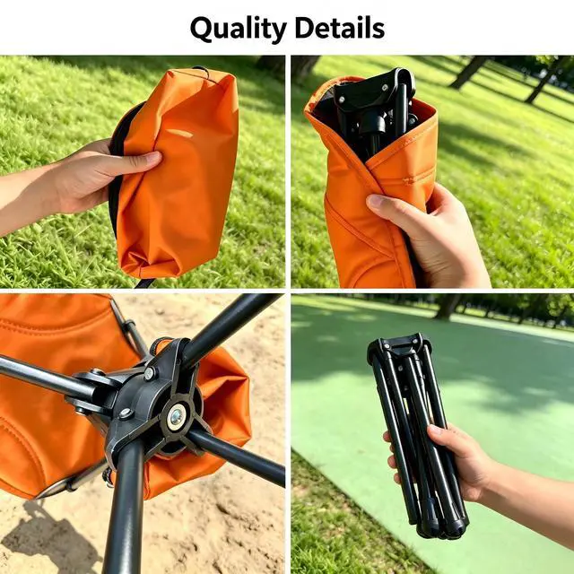 Alt view image 4 of 6 - 360° Rotating Folding Tripod Chair, Portable Camping Chair with Carbon Steel Frame, Lightweight Stool for Outdoor Camping, Hiking, Fishing and Travel
