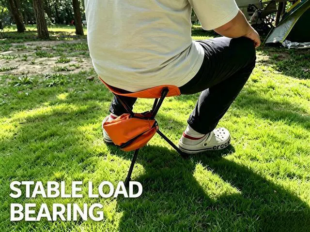 Alt view image 5 of 6 - 360° Rotating Folding Tripod Chair, Portable Camping Chair with Carbon Steel Frame, Lightweight Stool for Outdoor Camping, Hiking, Fishing and Travel