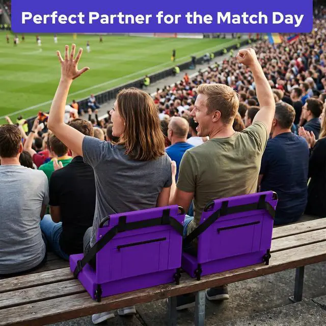 Alt view image 4 of 4 - Stadium Seat for Bleachers with Back Support,Portable Bleacher Chairs with Back and CushionPurple