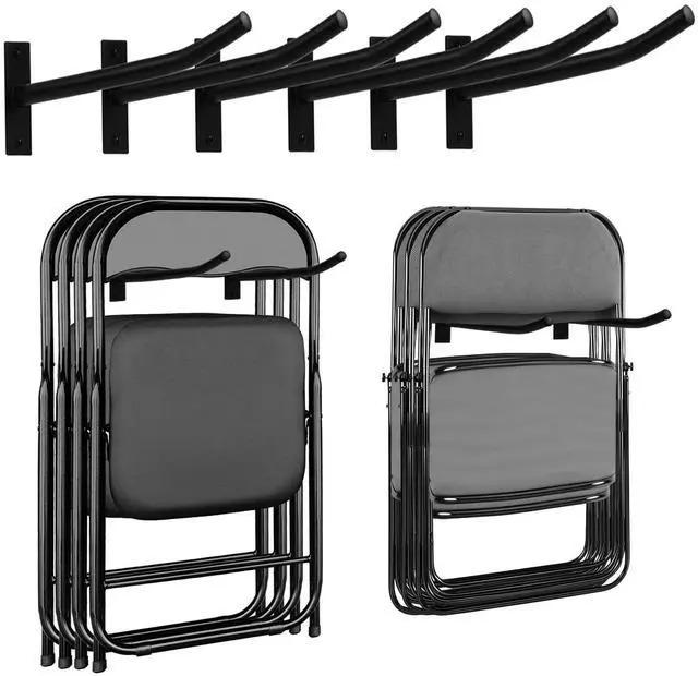 Main image of Garage Storage Mechanism Wall Mounted, Folding chair storage rack,Garden Tool Rack Manager Heavy-Duty Folding Chair, Suitablefor Car Tires, Ladders, Chairs, Strollers (Black (3-pack))