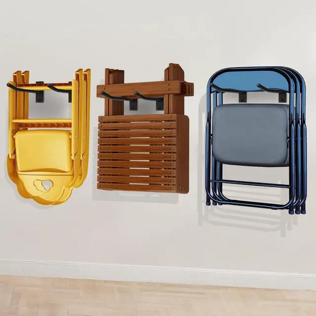 Alt view image 2 of 6 - Garage Storage Mechanism Wall Mounted, Folding chair storage rack,Garden Tool Rack Manager Heavy-Duty Folding Chair, Suitablefor Car Tires, Ladders, Chairs, Strollers (Black (3-pack))