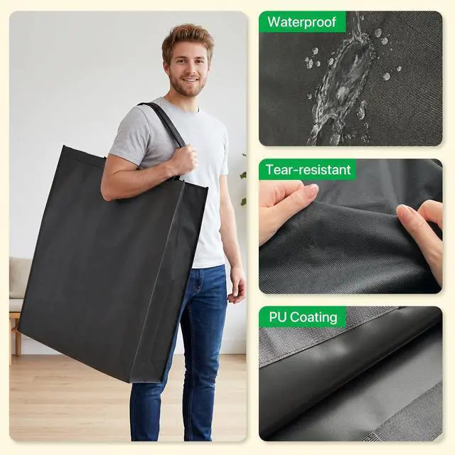 Alt view image 4 of 7 - Zero Gravity Chair Carry Bag Waterproof Heavy Duty Folding Chair Cover for Outdoor Recliner Beach Lounge Chair Lawn Camping Chair Storage Handbag, Black