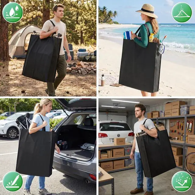 Alt view image 7 of 7 - Zero Gravity Chair Carry Bag Waterproof Heavy Duty Folding Chair Cover for Outdoor Recliner Beach Lounge Chair Lawn Camping Chair Storage Handbag, Black