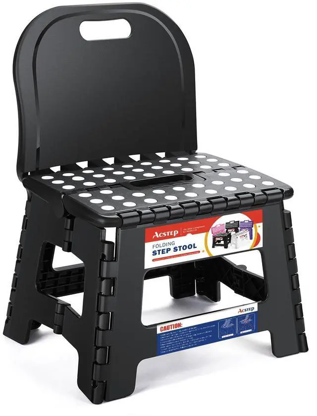 Main image of Folding Kids Step Stool with Back Support for Kids,9" Plastic Kids Chair for Outdoor or Indoor Kitchen Step Stools and Bathroom Stool for Toddlers Boys Girls