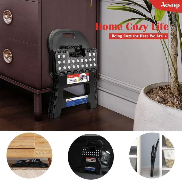 Alt view image 3 of 7 - Folding Kids Step Stool with Back Support for Kids,9" Plastic Kids Chair for Outdoor or Indoor Kitchen Step Stools and Bathroom Stool for Toddlers Boys Girls