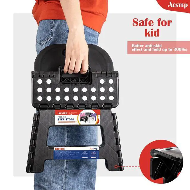 Alt view image 6 of 7 - Folding Kids Step Stool with Back Support for Kids,9" Plastic Kids Chair for Outdoor or Indoor Kitchen Step Stools and Bathroom Stool for Toddlers Boys Girls