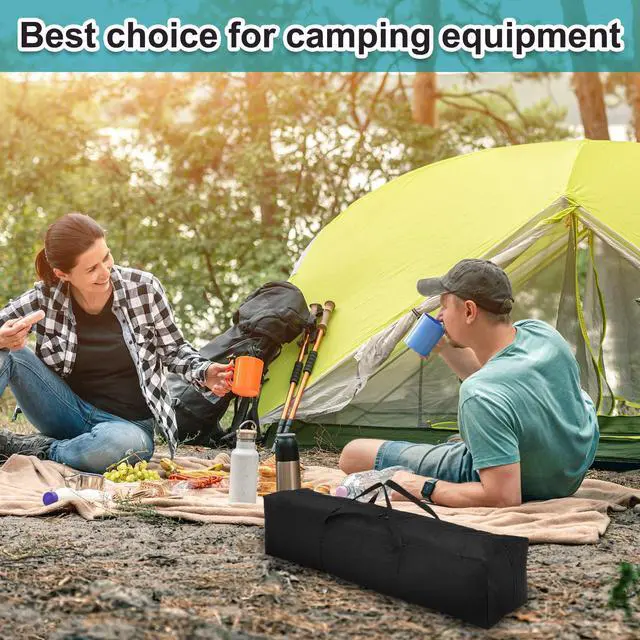 Alt view image 7 of 7 - 2pcs Camping Chair Replacement Bag 47.2" x 7.9" Folding Chair Carry Bag Oxford Cloth Storage Tent Bag with Handle Strap for Travel Outdoor Camping Sports, Black