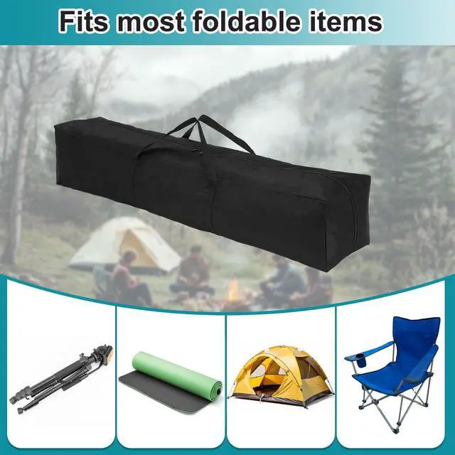Alt view image 6 of 7 - 2pcs Camping Chair Replacement Bag 47.2" x 7.9" Folding Chair Carry Bag Oxford Cloth Storage Tent Bag with Handle Strap for Travel Outdoor Camping Sports, Black