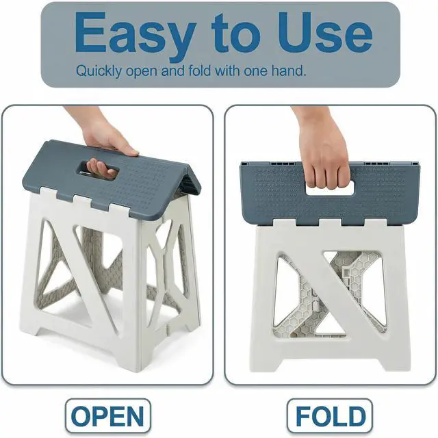 Alt view image 2 of 7 - Folding Shower Chair seat is Suitable for Indoor Shower stools Elderly and Disabled People Shower Basin stools Shower stools for Shaving Legs (Blue Folding Shower Chair 15.7x8.3x12.5)