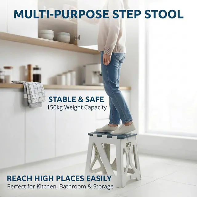 Alt view image 6 of 7 - Folding Shower Chair seat is Suitable for Indoor Shower stools Elderly and Disabled People Shower Basin stools Shower stools for Shaving Legs (Blue Folding Shower Chair 15.7x8.3x12.5)