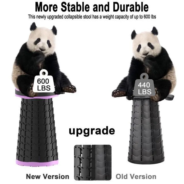 Alt view image 2 of 7 - 2026 Upgraded Portable Folding Stool, Collapsible Stools, 600lbs Max Weight, Lightweight But Sturdy, Telescoping Foldable Camping Stool for Outdoor Fishing Hiking Travel BBQ