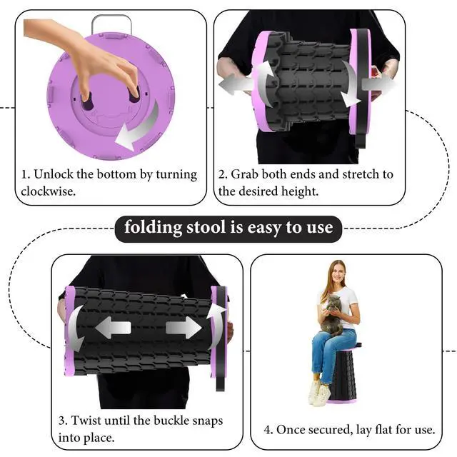 Alt view image 7 of 7 - 2026 Upgraded Portable Folding Stool, Collapsible Stools, 600lbs Max Weight, Lightweight But Sturdy, Telescoping Foldable Camping Stool for Outdoor Fishing Hiking Travel BBQ