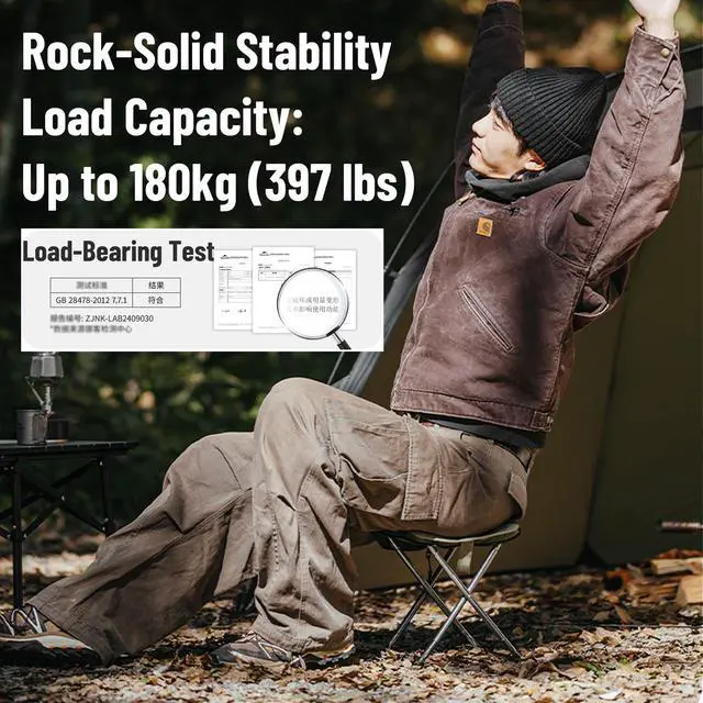 Alt view image 2 of 7 - Naturehike 11in Ultralight Camping Folding Stool - Supports 390lbs, 0.72lb Compact Portable Stool, 7075 Aluminum Alloy & 600D Oxford Pocket Chair for Adult Backpacking, Fishing, Sports Events
