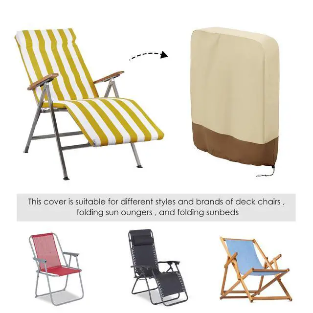 Alt view image 4 of 7 - Zero Gravity Chair Covers 2 PCS, Outdoor Zero Gravity Folding Patio Chair Covers Waterproof Dustproof Gravity Chair Cover with Storage Bag(32.3" W x 7.9" D x 36.6" H) (Beige)