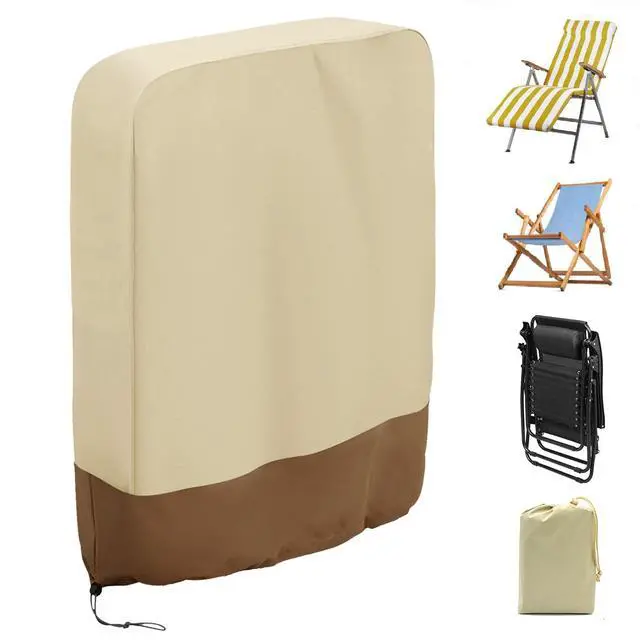Alt view image 5 of 7 - Zero Gravity Chair Covers 2 PCS, Outdoor Zero Gravity Folding Patio Chair Covers Waterproof Dustproof Gravity Chair Cover with Storage Bag(32.3" W x 7.9" D x 36.6" H) (Beige)