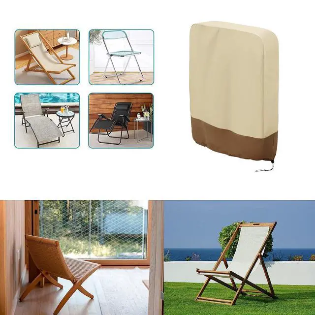 Alt view image 7 of 7 - Zero Gravity Chair Covers 2 PCS, Outdoor Zero Gravity Folding Patio Chair Covers Waterproof Dustproof Gravity Chair Cover with Storage Bag(32.3" W x 7.9" D x 36.6" H) (Beige)