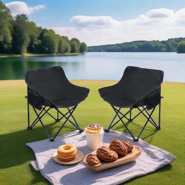 Alt view image 3 of 7 - Outdoor Camping Chairs Folding/Portable, Carry Bag,Black