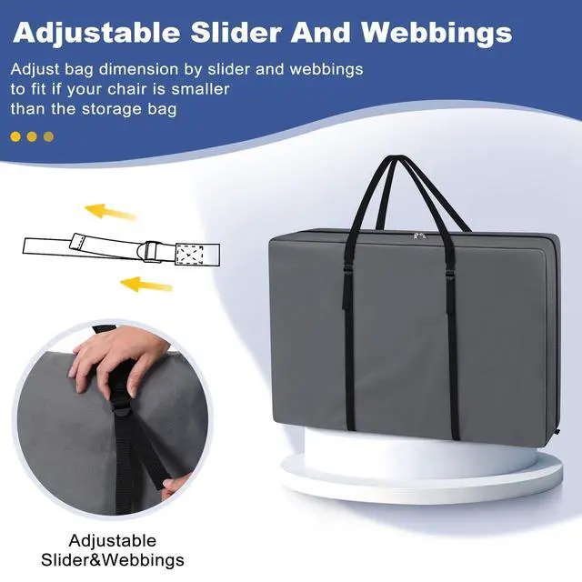 Alt view image 5 of 7 - Heavy Duty Chair Storage Bag for Folding Longue Zero Gravity Light Weight Transport Folding Rollator Walker (Grey)