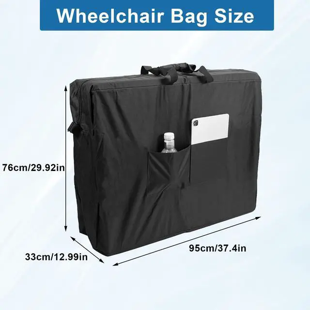 Alt view image 2 of 6 - Wheelchair&Rollator Travel Bag, 600D Oxford Fabric Foldable Wheelchair Travel Bag,Transport Chairs, Folding rollator Walker Accessories Waterproof Walker Bag (37.4× 12.99 × 29.92 inch)