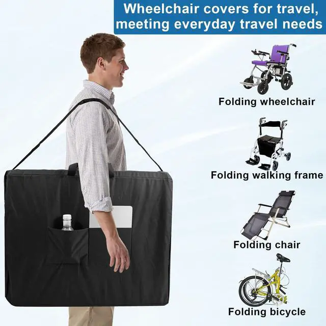 Alt view image 5 of 6 - Wheelchair&Rollator Travel Bag, 600D Oxford Fabric Foldable Wheelchair Travel Bag,Transport Chairs, Folding rollator Walker Accessories Waterproof Walker Bag (37.4× 12.99 × 29.92 inch)