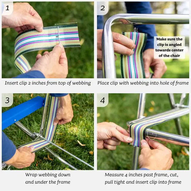 Alt view image 5 of 7 - Aluminum Folding Chair Webbing Replacement Straps Sea Island White