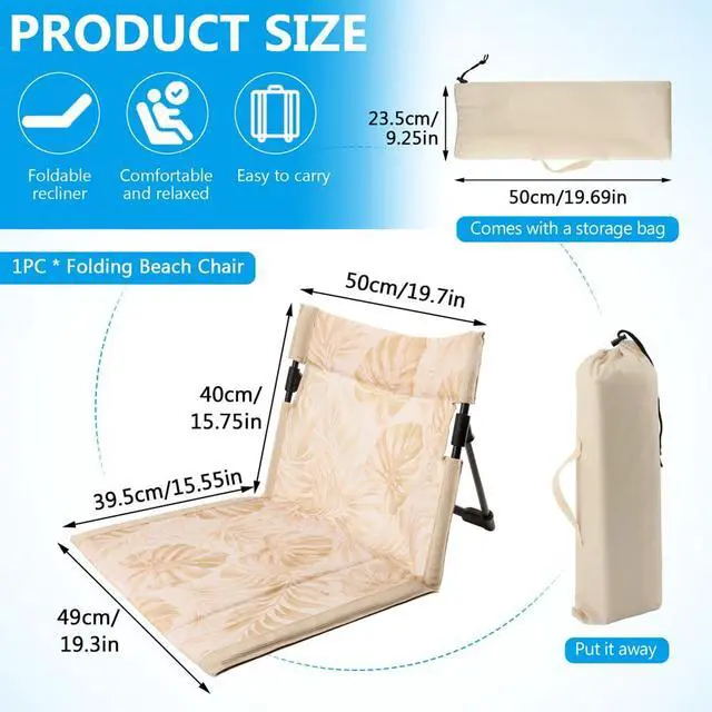 Alt view image 2 of 7 - Foldable Poolside Chair, Tropical Leaf Print Design, Poolside Chairs for Edge of Pool, Foldable Pool Chair for Swimming, Picnics, Road Trips, Travel, and Camping (1 PCS)