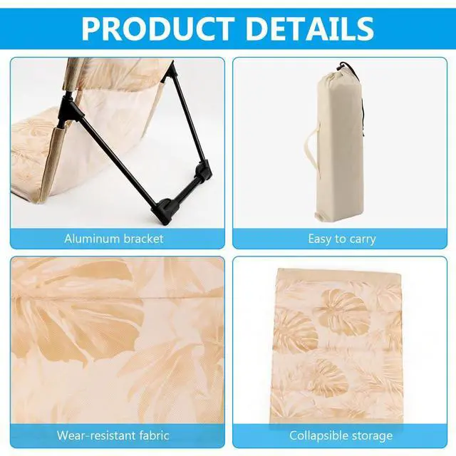 Alt view image 3 of 7 - Foldable Poolside Chair, Tropical Leaf Print Design, Poolside Chairs for Edge of Pool, Foldable Pool Chair for Swimming, Picnics, Road Trips, Travel, and Camping (1 PCS)