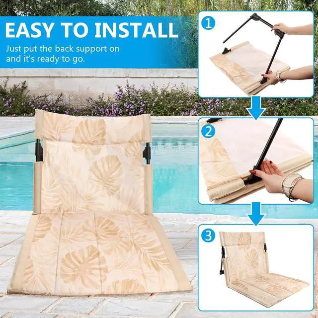 Alt view image 4 of 7 - Foldable Poolside Chair, Tropical Leaf Print Design, Poolside Chairs for Edge of Pool, Foldable Pool Chair for Swimming, Picnics, Road Trips, Travel, and Camping (1 PCS)