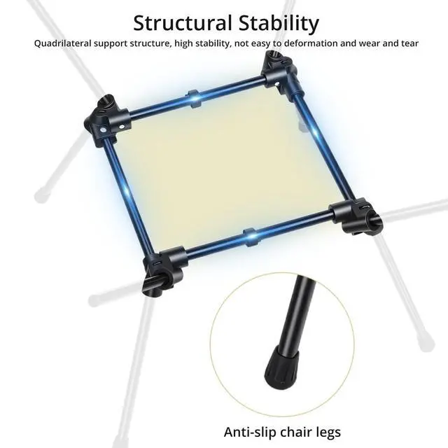 Alt view image 4 of 7 - Extra Height & Width Portable Camping Chair, 400LBS Capacity Compact Folding Chair with Square Frame Quick Setup Storage Bags on Both Sides, Ideal for Camping Hiking Beach Picnic Outdoor, Black