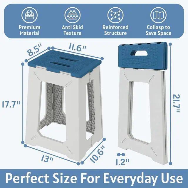 Alt view image 2 of 6 - Folding Shower Chair for Inside Shower - 18" Heighten Non-Slip Foldable Shower Seat with Handle - 330lbs Safety Waterproof Folding Shower Stool - Fold Up Bath Bench for Elderly, Handicap & Disabled